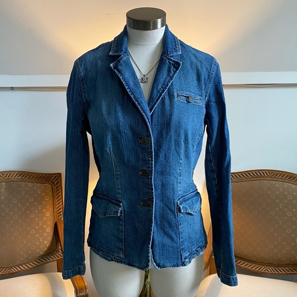 New York & Company Jackets & Blazers - NY&CO Vintage Women's Blue Denim Blazer Jacket, Size Medium, Downtown Girl Core